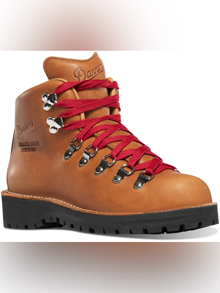 Danner Mountain Light Cascade Hiking Boots Vibram Brown Leather Red Laces Size 7